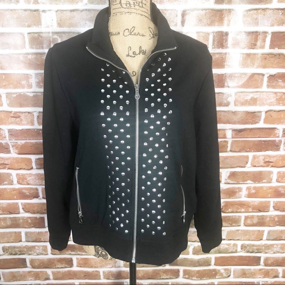 Ruby Rd. Black Studded Zip Up Women’s Jacket Coat - Picture 3 of 9